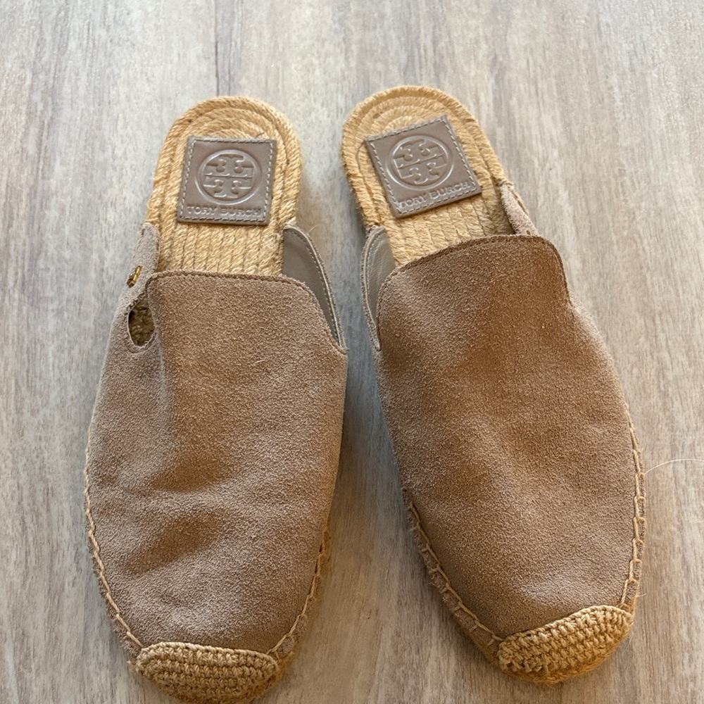 Tory Burch Brown Suede Espadrille Slides